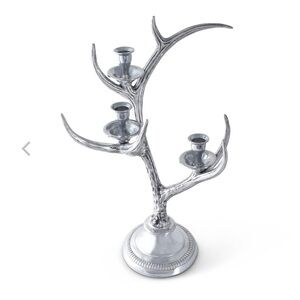 Arthur Court Cast Aluminum Antler 3-Light Candle Holder Lodgecore Rustic Luxury